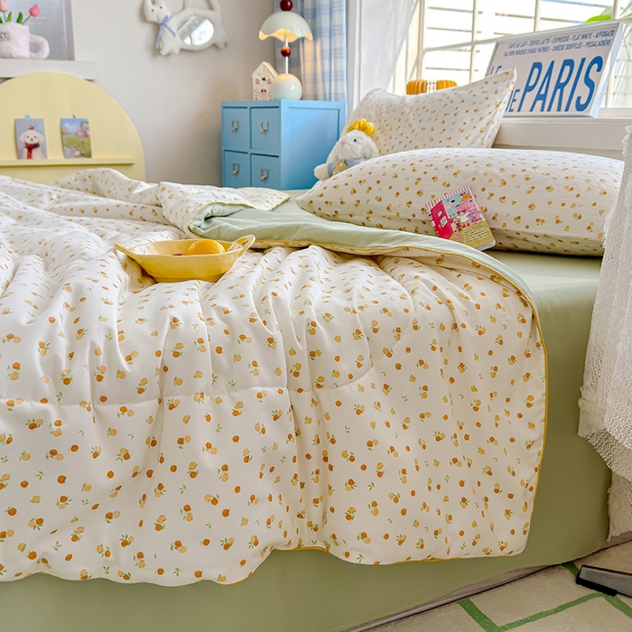 91家纺网 家纺一手货源 找家纺 美派 2026新款古法水洗云朵棉云感纱夏被夏凉被空调被 恋恋糖橘