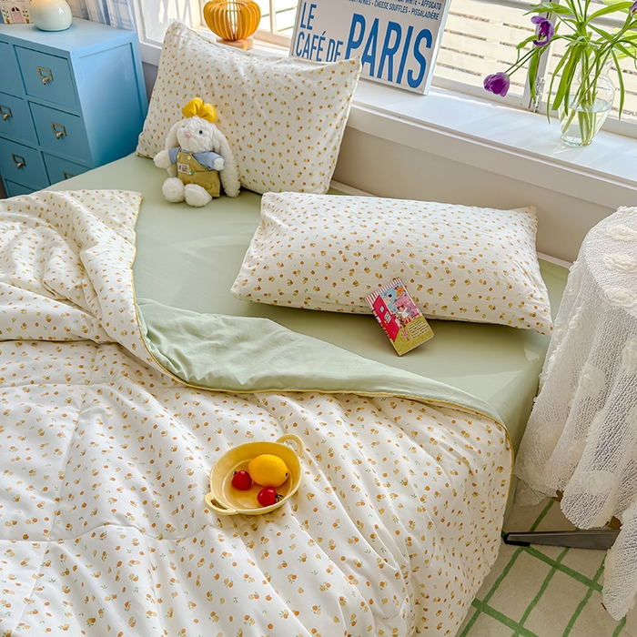 91家纺网 家纺一手货源 找家纺 美派 2026新款古法水洗云朵棉云感纱夏被夏凉被空调被 恋恋糖橘