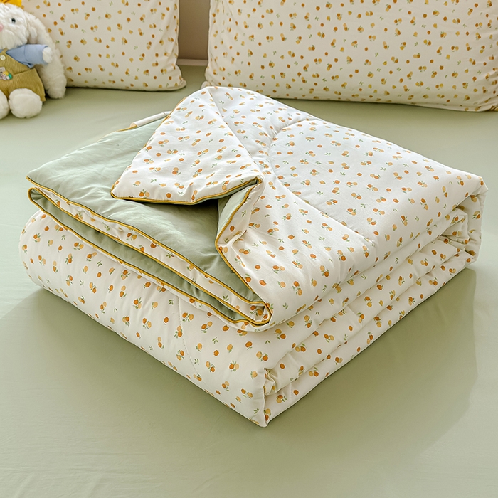 91家纺网 家纺一手货源 找家纺 美派 2026新款古法水洗云朵棉云感纱夏被夏凉被空调被 恋恋糖橘