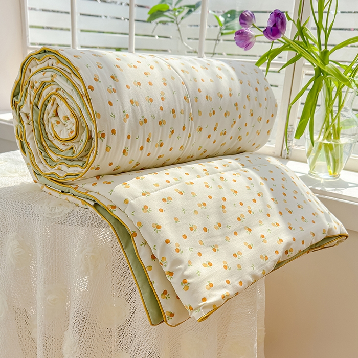 91家纺网 家纺一手货源 找家纺 美派 2026新款古法水洗云朵棉云感纱夏被夏凉被空调被 恋恋糖橘