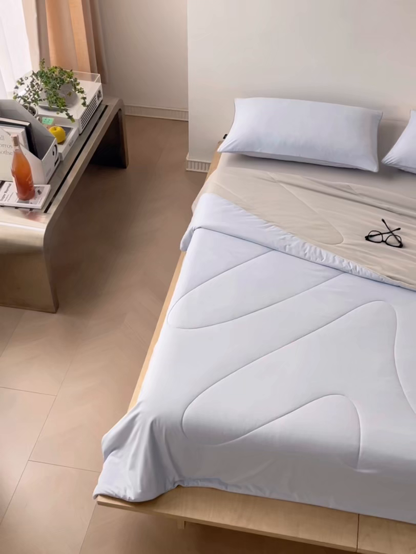 91家纺网 家纺一手货源 找家纺 丽笙被芯 2026新款冰皮凉凉夏被夏凉被空调被 蓝椰芝芝