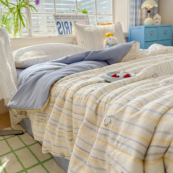 91家纺网 家纺一手货源 找家纺 美派 2026新款古法水洗云朵棉云感纱夏被夏凉被空调被 漫游小鱼