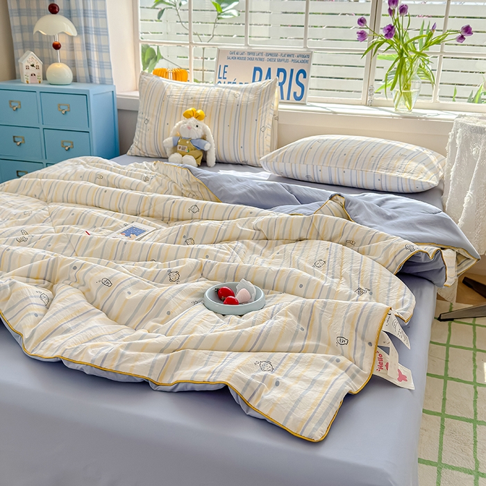 91家纺网 家纺一手货源 找家纺 美派 2026新款古法水洗云朵棉云感纱夏被夏凉被空调被 漫游小鱼