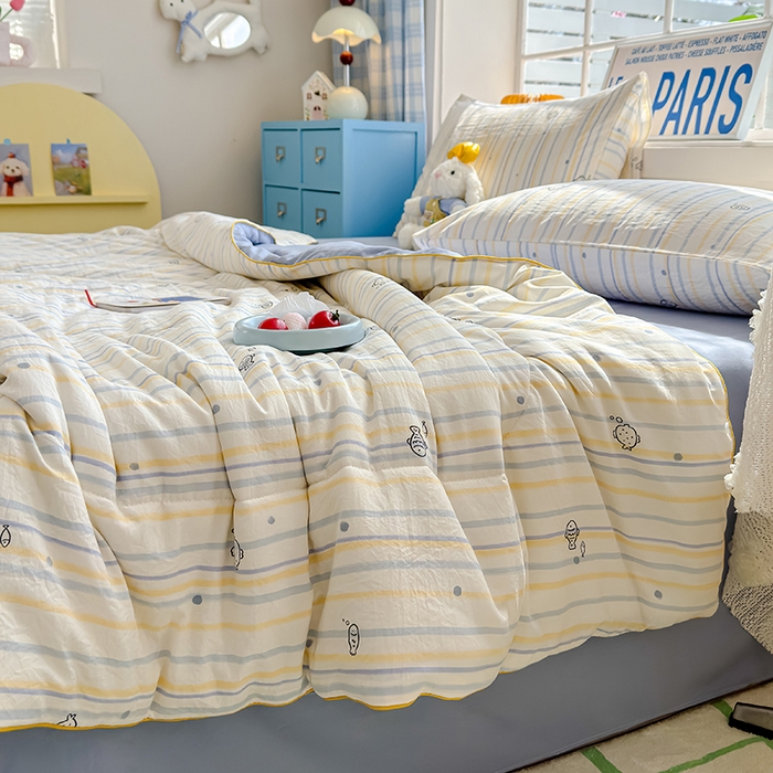 91家纺网 家纺一手货源 找家纺 美派 2026新款古法水洗云朵棉云感纱夏被夏凉被空调被 漫游小鱼