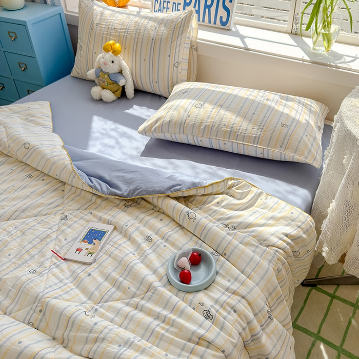 91家纺网 家纺一手货源 找家纺 美派 2026新款古法水洗云朵棉云感纱夏被夏凉被空调被 漫游小鱼