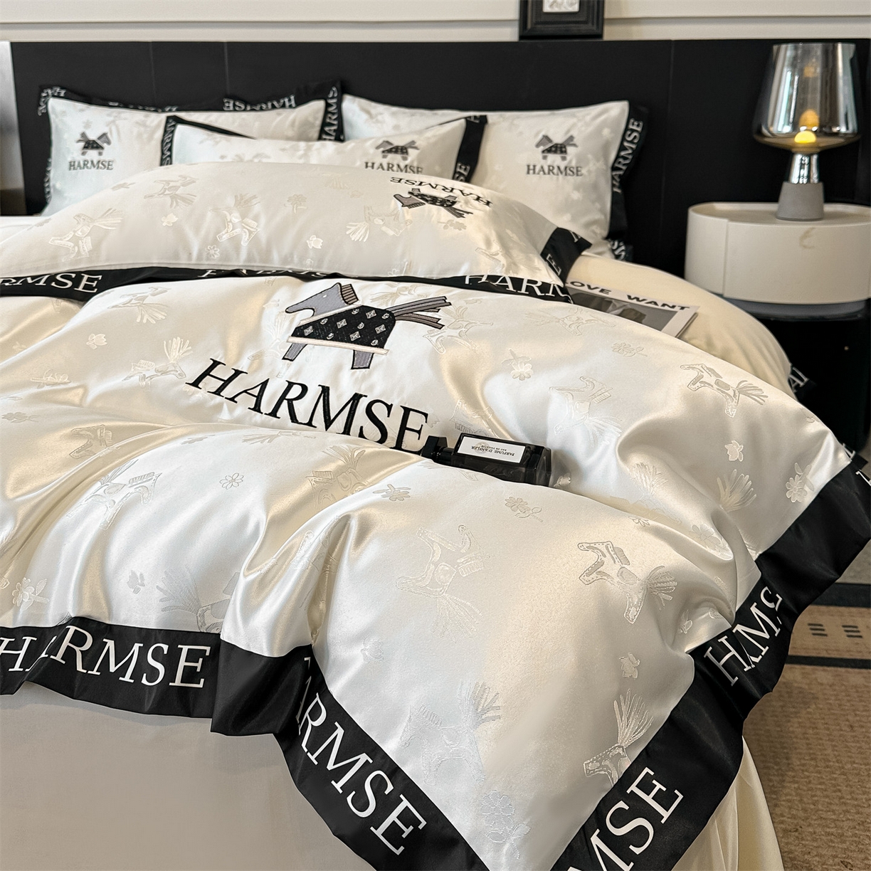 91家纺网 家纺一手货源 找家纺 （总）笙意家纺 2026新款水洗冰丝刺绣宽边四件套-马力全开