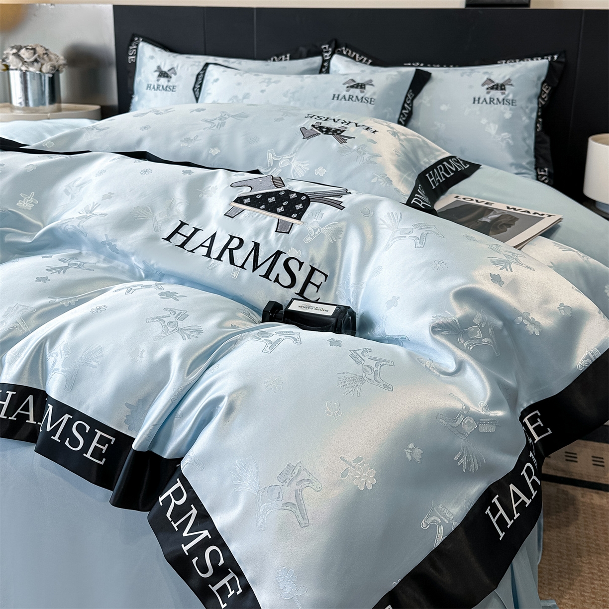 91家纺网 家纺一手货源 找家纺 （总）笙意家纺 2026新款水洗冰丝刺绣宽边四件套-马力全开