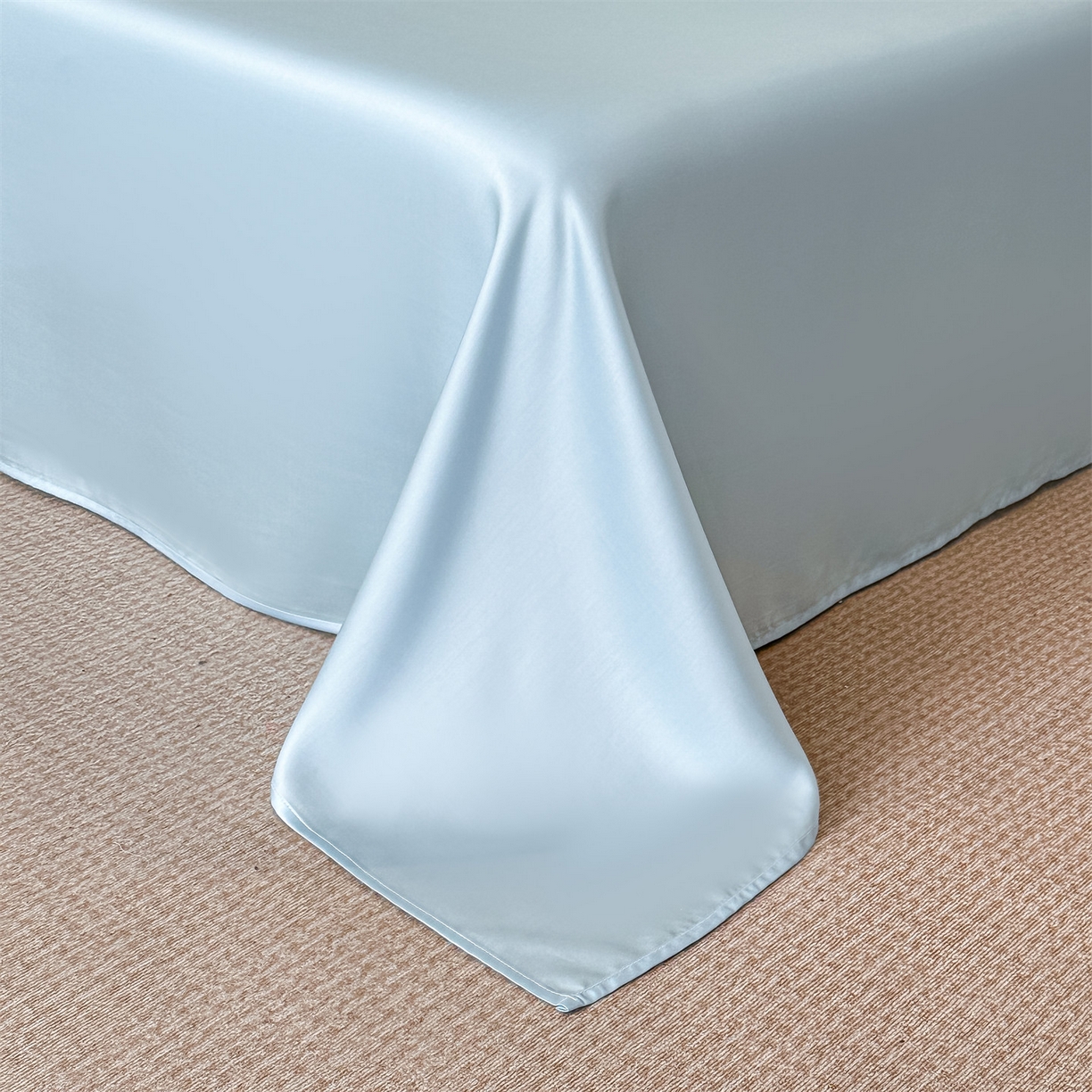 91家纺网 家纺一手货源 找家纺 笙意家纺 2026新款水洗冰丝刺绣宽边四件套-马力全开 马力全开-天空蓝