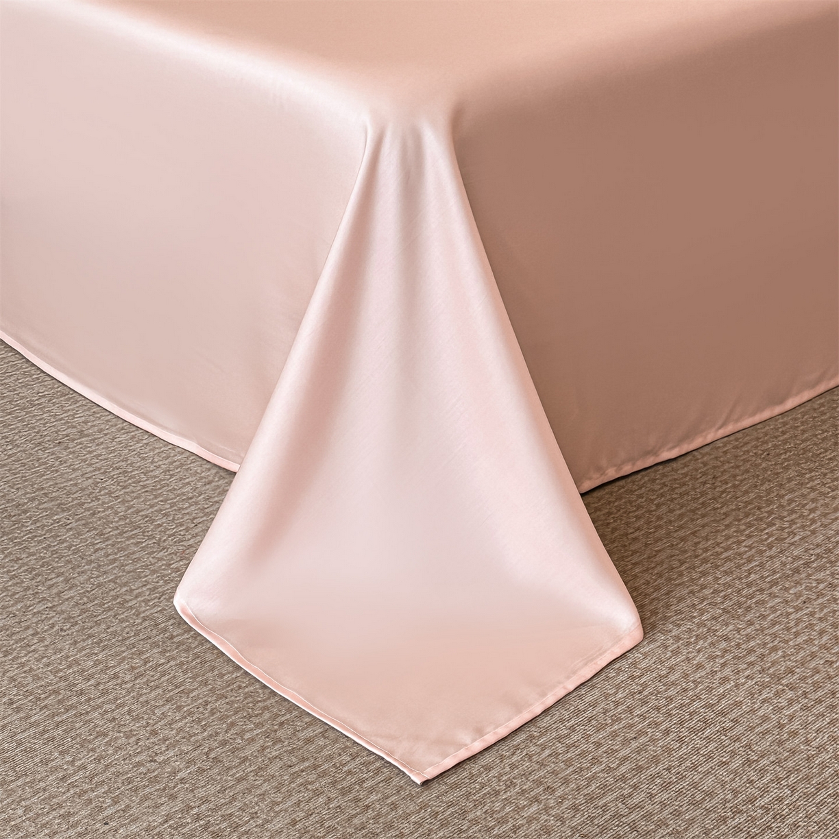 91家纺网 家纺一手货源 找家纺 笙意家纺 2026新款水洗冰丝刺绣宽边四件套-马力全开 马力全开-奶油粉