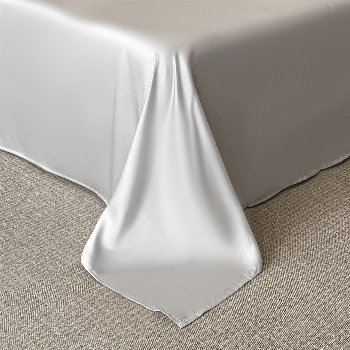 91家纺网 家纺一手货源 找家纺 笙意家纺 2026新款水洗冰丝刺绣宽边四件套-马力全开 马力全开-山灰