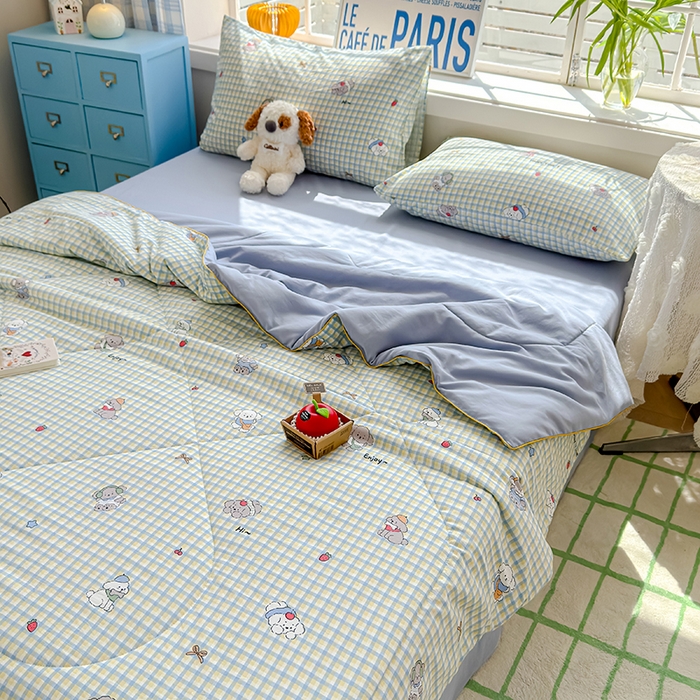 91家纺网 家纺一手货源 找家纺 美派 2026新款古法水洗云朵棉云感纱夏被夏凉被空调被 萌格小熊