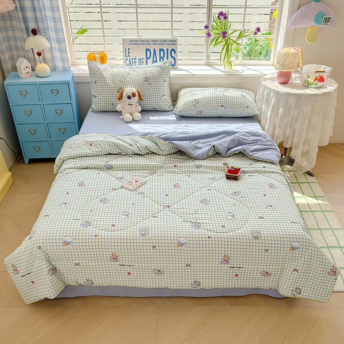 91家纺网 家纺一手货源 找家纺 美派 2026新款古法水洗云朵棉云感纱夏被夏凉被空调被 萌格小熊