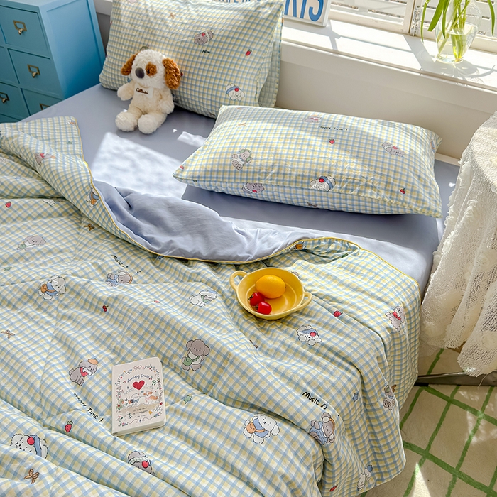 91家纺网 家纺一手货源 找家纺 美派 2026新款古法水洗云朵棉云感纱夏被夏凉被空调被 萌格小熊