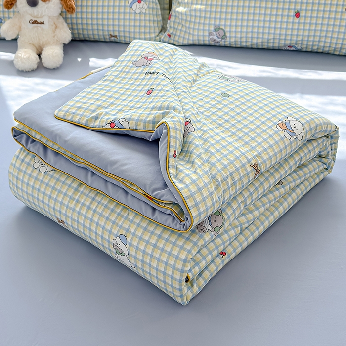 91家纺网 家纺一手货源 找家纺 美派 2026新款古法水洗云朵棉云感纱夏被夏凉被空调被 萌格小熊