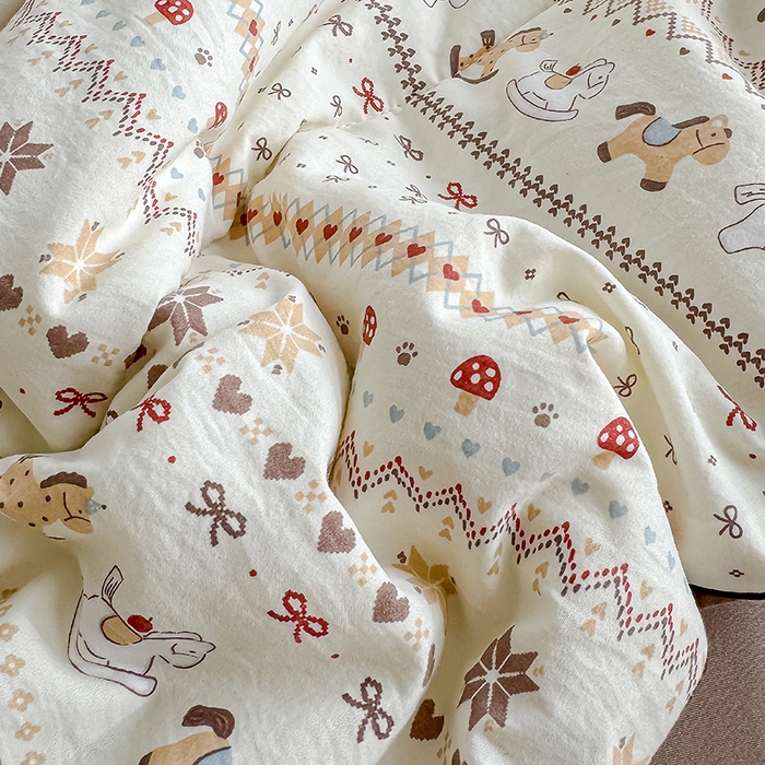 91家纺网 家纺一手货源 找家纺 美派 2026新款古法水洗云朵棉云感纱夏被夏凉被空调被 木马乐园