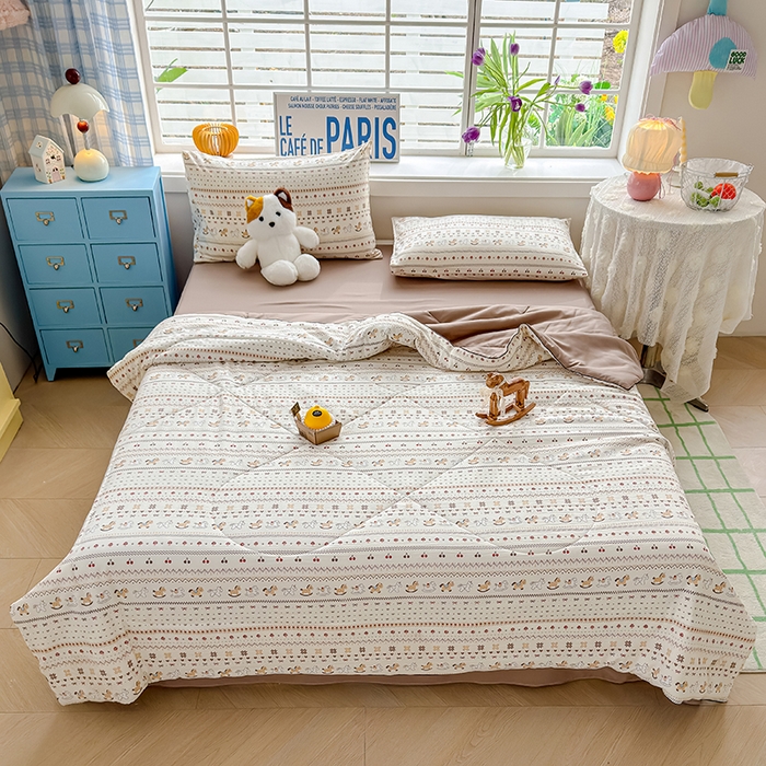 91家纺网 家纺一手货源 找家纺 美派 2026新款古法水洗云朵棉云感纱夏被夏凉被空调被 木马乐园