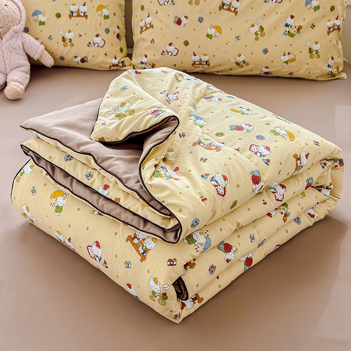 91家纺网 家纺一手货源 找家纺 美派 2026新款古法水洗云朵棉云感纱夏被夏凉被空调被 奶萌喵咖