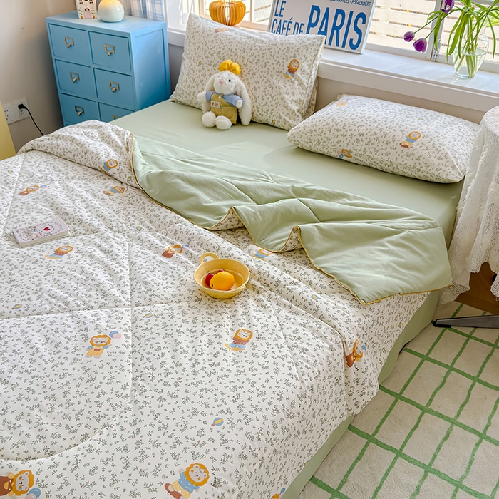 91家纺网 家纺一手货源 找家纺 美派 2026新款古法水洗云朵棉云感纱夏被夏凉被空调被 狮子莱恩