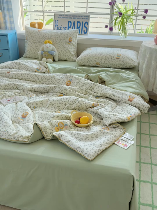 91家纺网 家纺一手货源 找家纺 美派 2026新款古法水洗云朵棉云感纱夏被夏凉被空调被 狮子莱恩