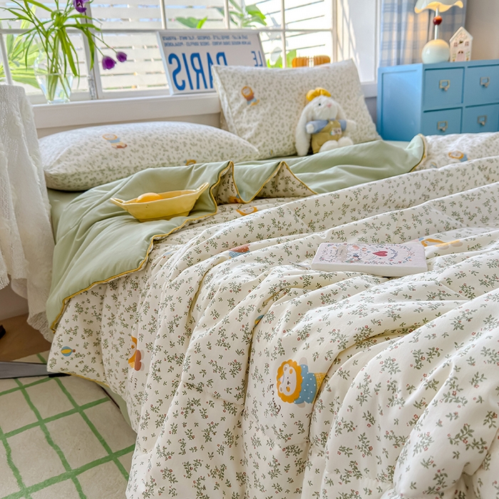 91家纺网 家纺一手货源 找家纺 美派 2026新款古法水洗云朵棉云感纱夏被夏凉被空调被 狮子莱恩