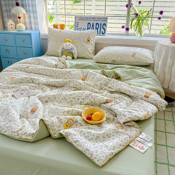 91家纺网 家纺一手货源 找家纺 美派 2026新款古法水洗云朵棉云感纱夏被夏凉被空调被 狮子莱恩