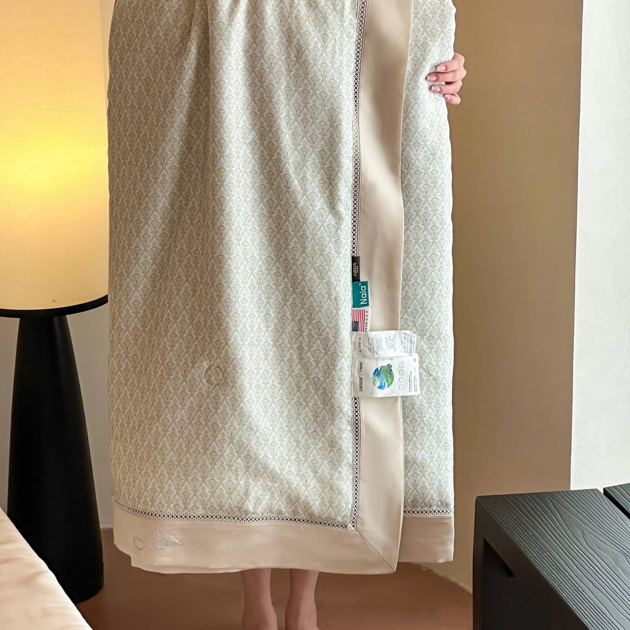 91家纺网 家纺一手货源 找家纺 丽笙被芯 2026新款兰精天丝数码印花Naia镂空夏被夏凉被空调被 奥利尔-绿