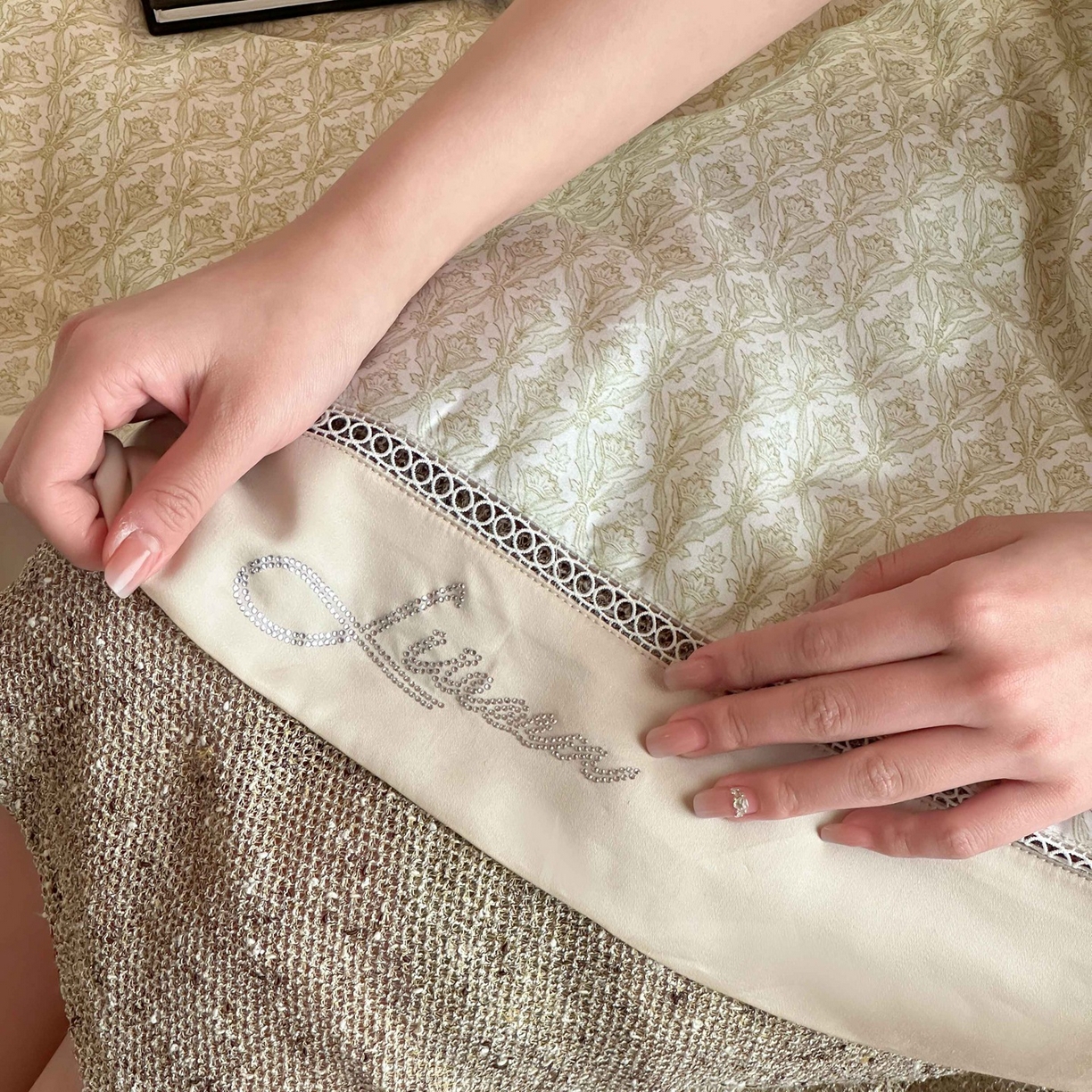 91家纺网 家纺一手货源 找家纺 丽笙被芯 2026新款兰精天丝数码印花Naia镂空夏被夏凉被空调被 奥利尔-绿