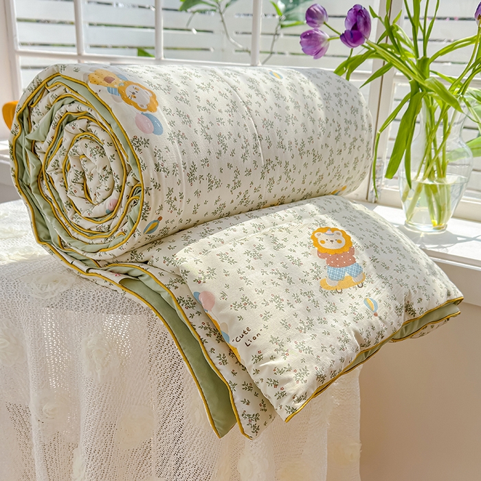 91家纺网 家纺一手货源 找家纺 美派 2026新款古法水洗云朵棉云感纱夏被夏凉被空调被 狮子莱恩