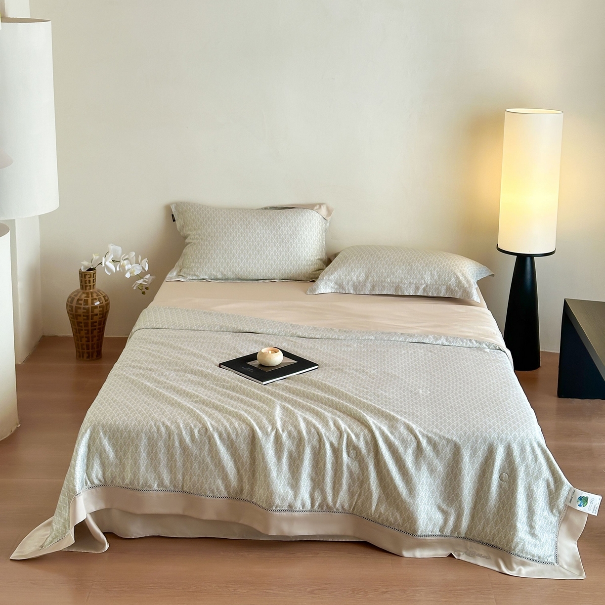 91家纺网 家纺一手货源 找家纺 丽笙被芯 2026新款兰精天丝数码印花Naia镂空夏被夏凉被空调被 奥利尔-绿