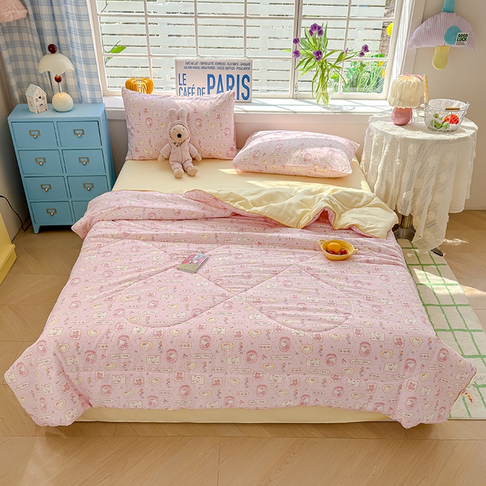 91家纺网 家纺一手货源 找家纺 美派 2026新款古法水洗云朵棉云感纱夏被夏凉被空调被 甜品小猫