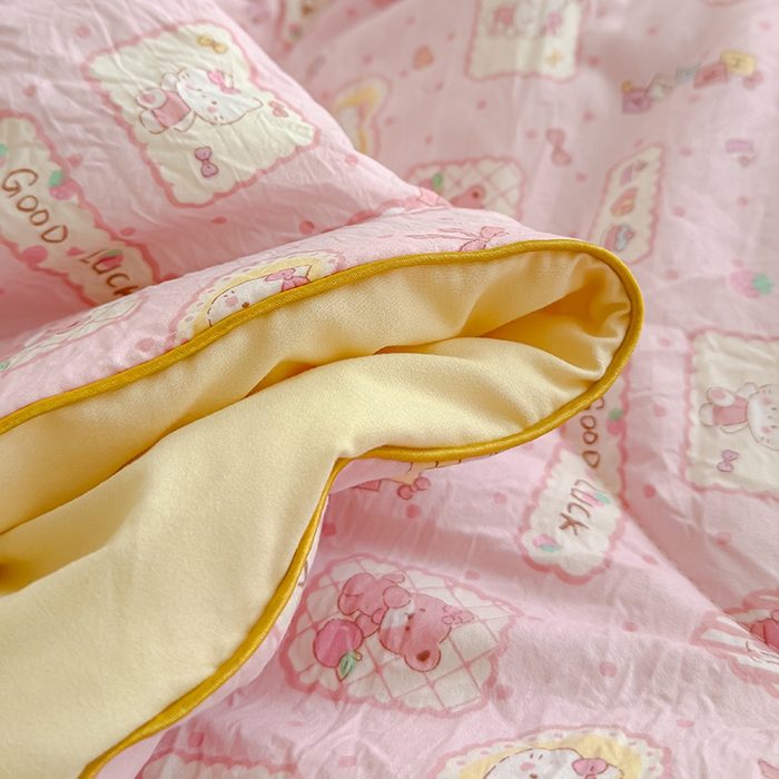 91家纺网 家纺一手货源 找家纺 美派 2026新款古法水洗云朵棉云感纱夏被夏凉被空调被 甜品小猫