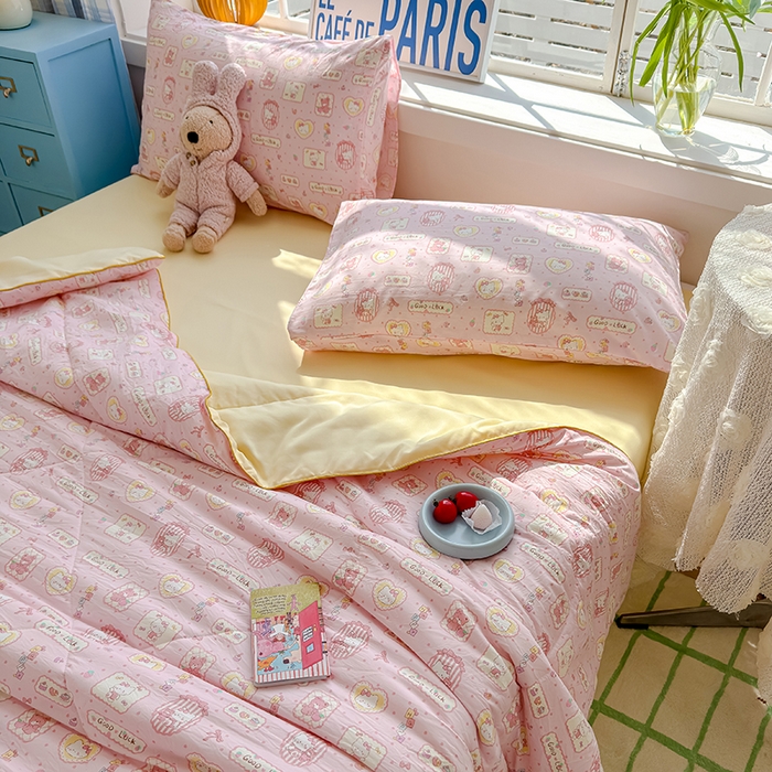 91家纺网 家纺一手货源 找家纺 美派 2026新款古法水洗云朵棉云感纱夏被夏凉被空调被 甜品小猫