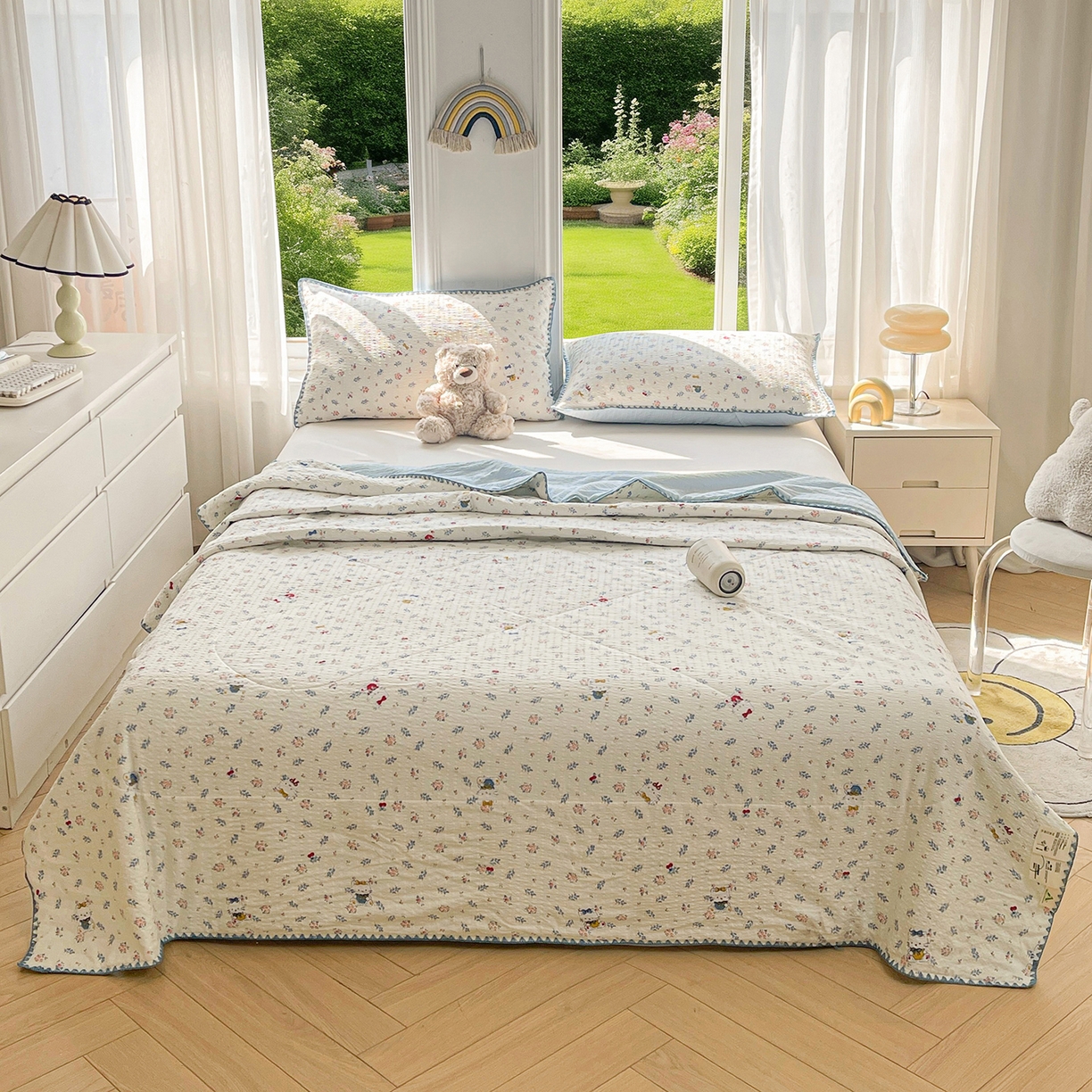 91家纺网 家纺一手货源 找家纺 米萝家居 2026新款泡泡棉夏被新疆棉花空调被夏凉被 繁花间