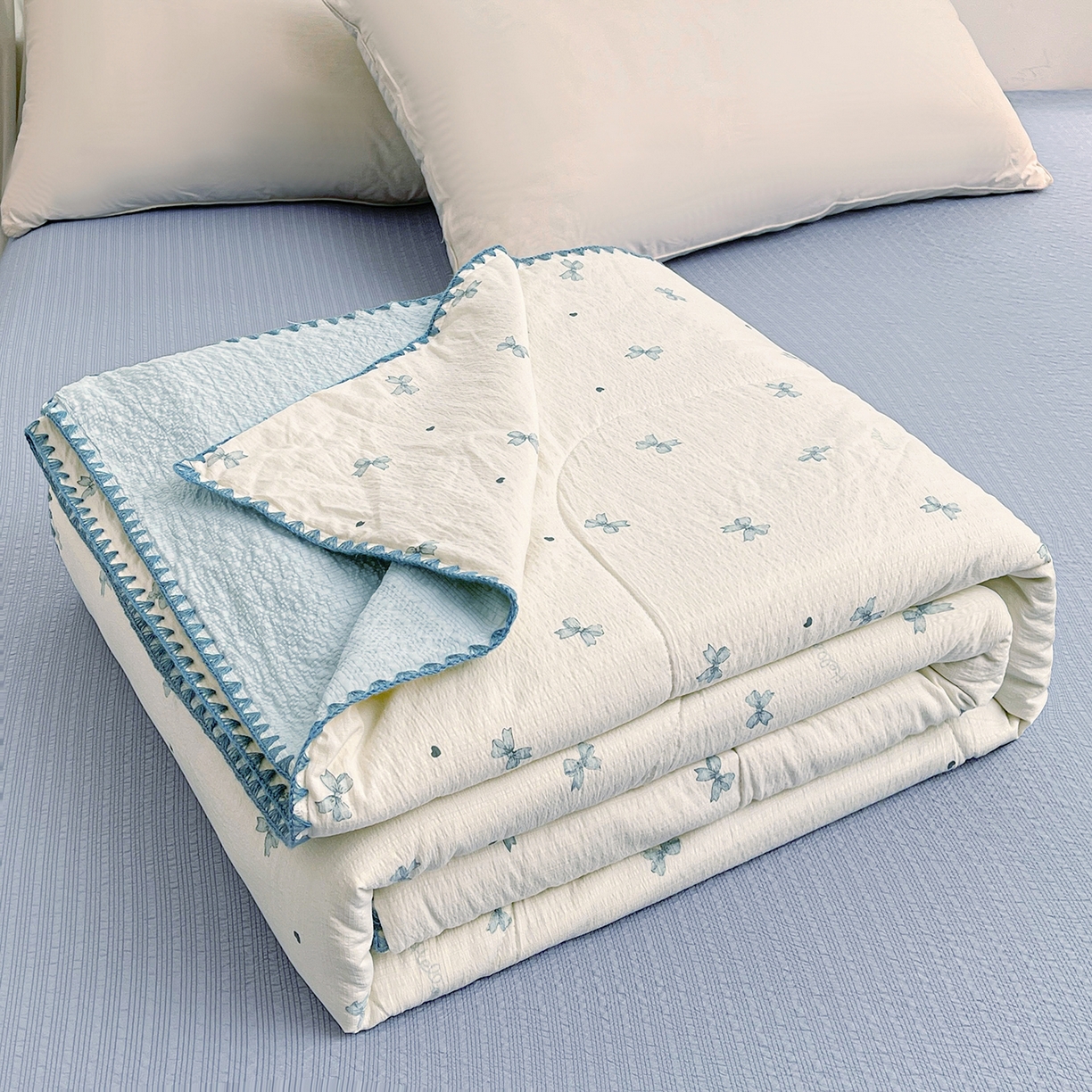 米萝家居 2026新款泡泡棉夏被新疆棉花空调被夏凉被 蝴蝶结