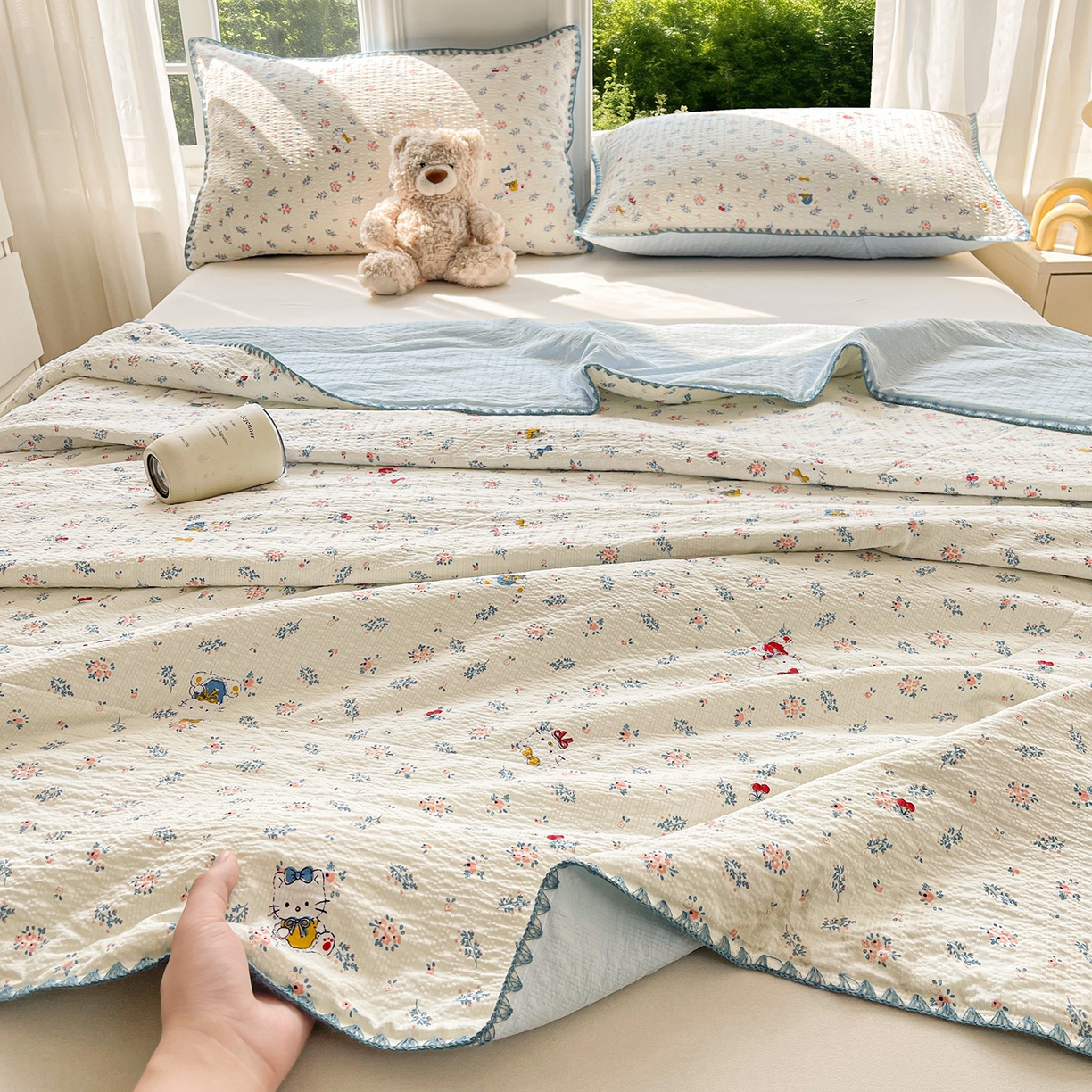 91家纺网 家纺一手货源 找家纺 米萝家居 2026新款泡泡棉夏被新疆棉花空调被夏凉被 繁花间