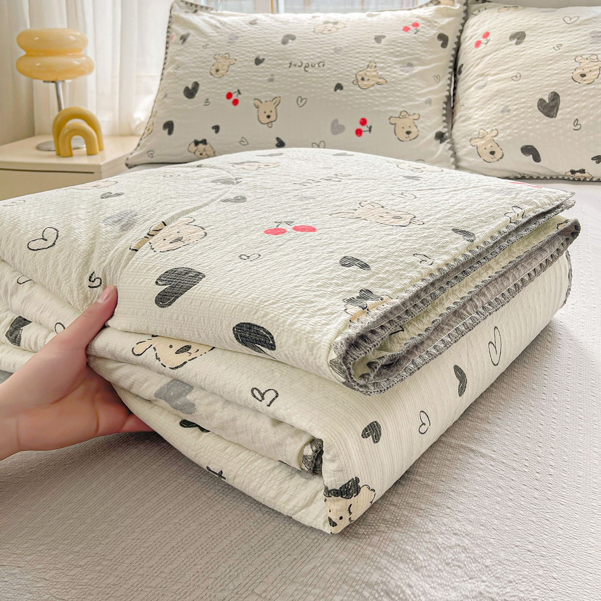 91家纺网 家纺一手货源 找家纺 米萝家居 2026新款泡泡棉夏被新疆棉花空调被夏凉被 宠萌狗