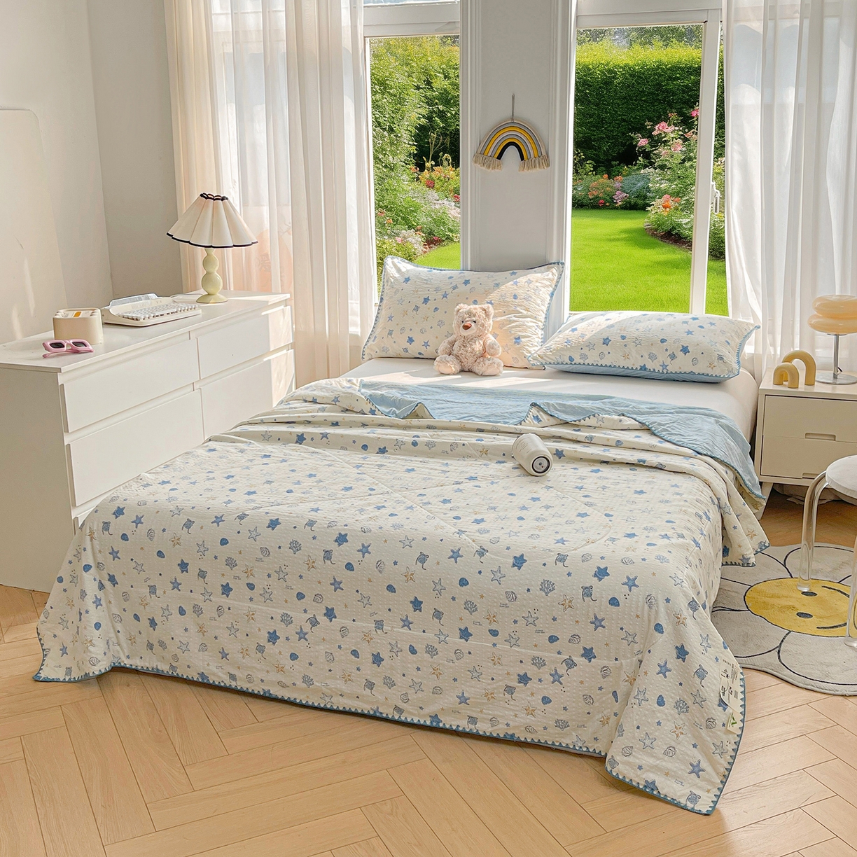 91家纺网 家纺一手货源 找家纺 米萝家居 2026新款泡泡棉夏被新疆棉花空调被夏凉被 许愿星