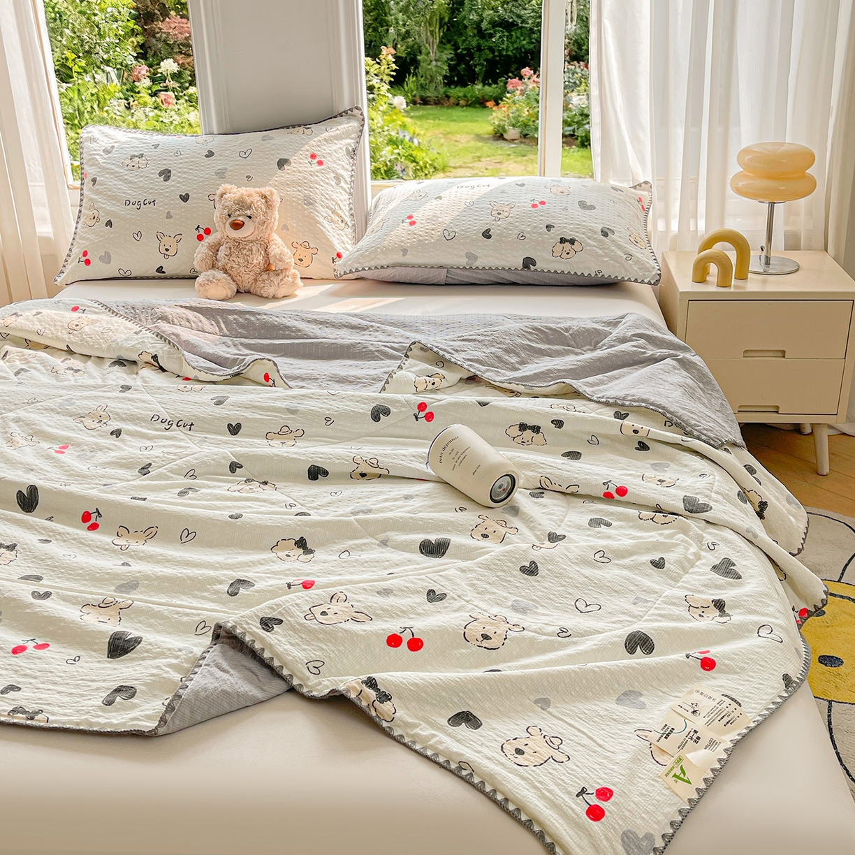 91家纺网 家纺一手货源 找家纺 米萝家居 2026新款泡泡棉夏被新疆棉花空调被夏凉被 宠萌狗