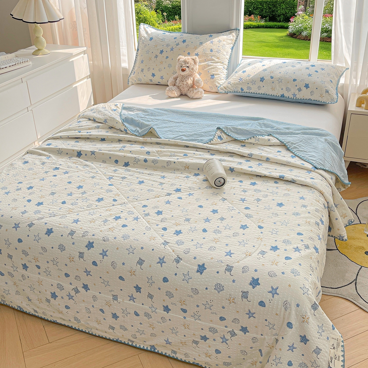 91家纺网 家纺一手货源 找家纺 米萝家居 2026新款泡泡棉夏被新疆棉花空调被夏凉被 许愿星