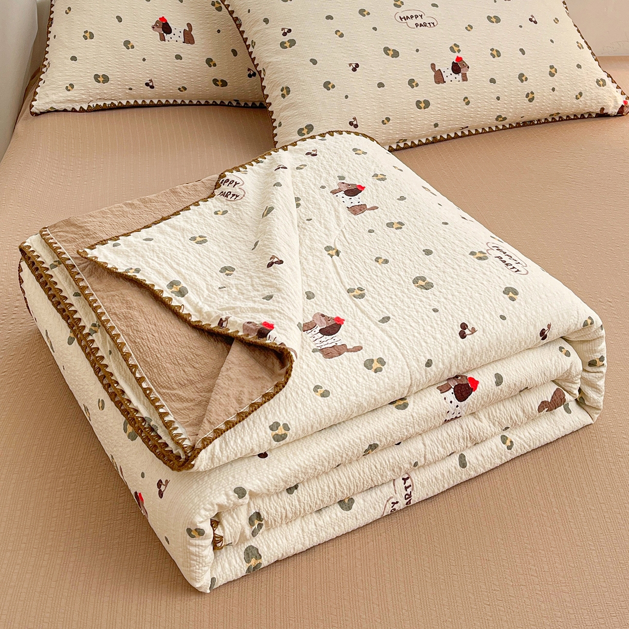 米萝家居 2026新款泡泡棉夏被新疆棉花空调被夏凉被 狗狗日记