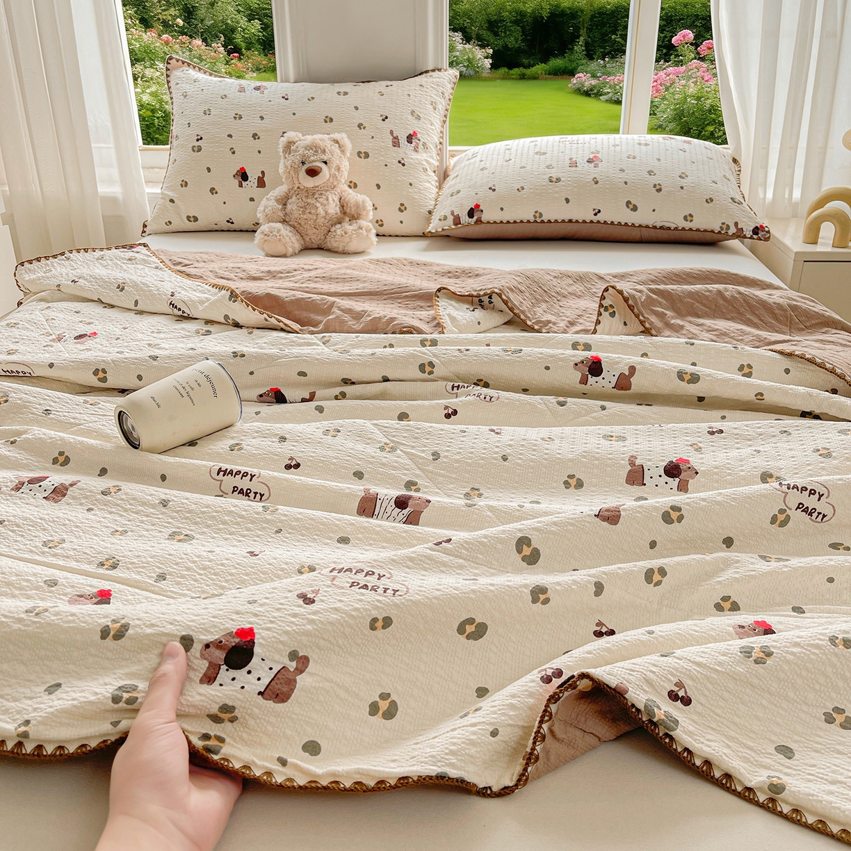 91家纺网 家纺一手货源 找家纺 米萝家居 2026新款泡泡棉夏被新疆棉花空调被夏凉被 狗狗日记