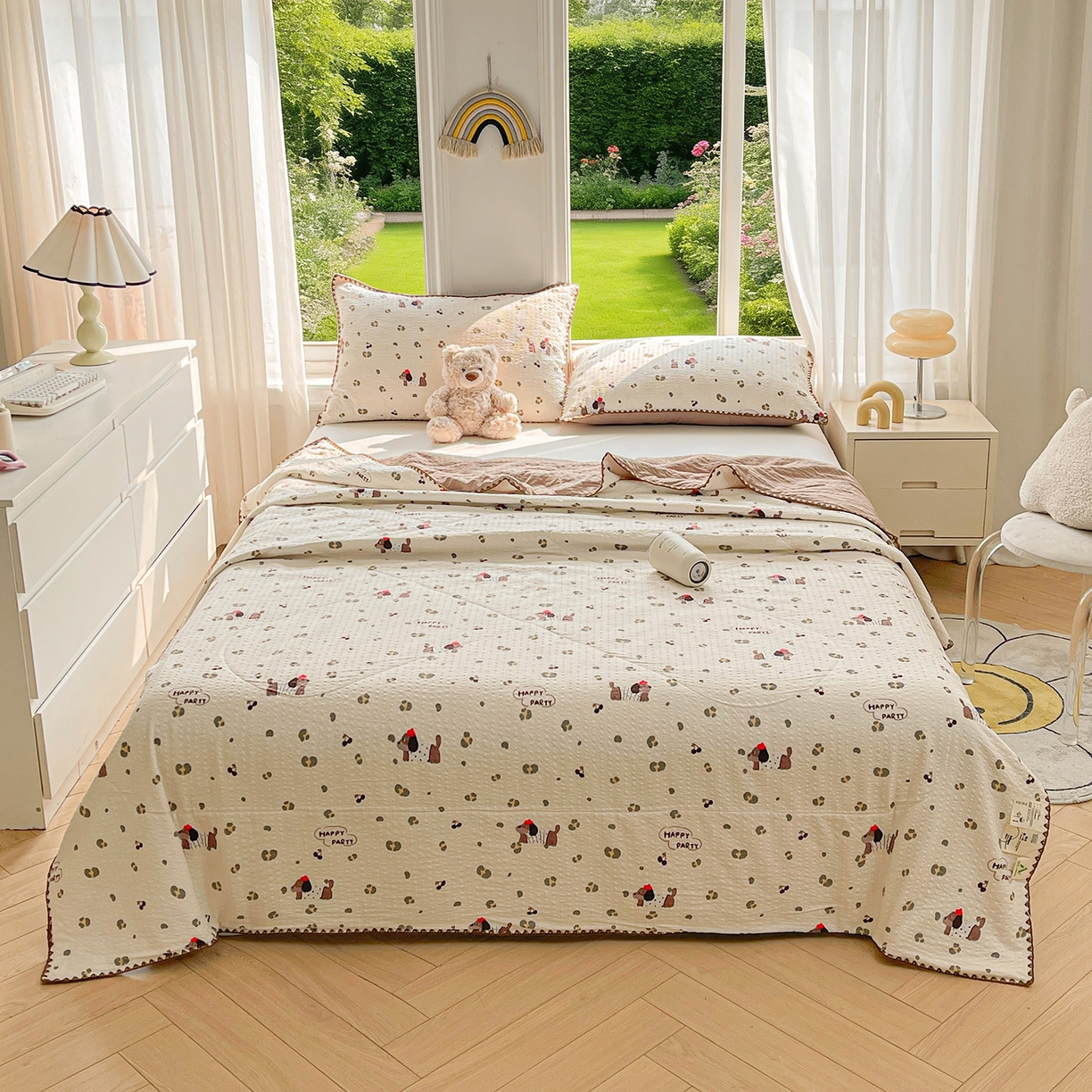 91家纺网 家纺一手货源 找家纺 米萝家居 2026新款泡泡棉夏被新疆棉花空调被夏凉被 狗狗日记