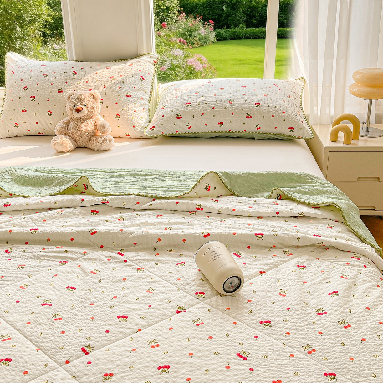 91家纺网 家纺一手货源 找家纺 米萝家居 2026新款泡泡棉夏被新疆棉花空调被夏凉被 樱桃红了