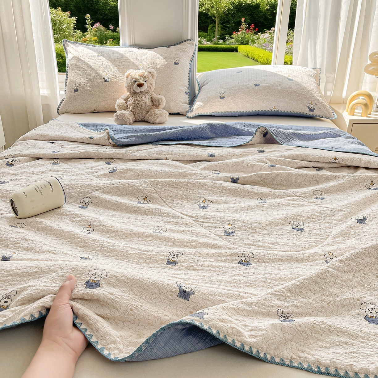 91家纺网 家纺一手货源 找家纺 米萝家居 2026新款泡泡棉夏被新疆棉花空调被夏凉被 叮当狗