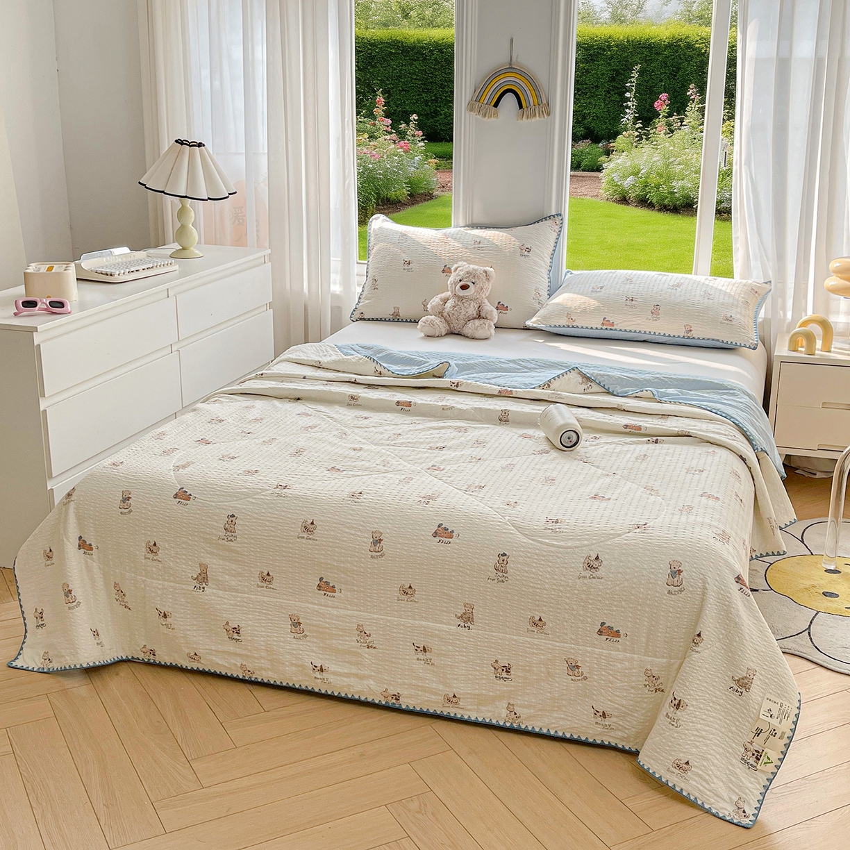 91家纺网 家纺一手货源 找家纺 米萝家居 2026新款泡泡棉夏被新疆棉花空调被夏凉被 宠物之家