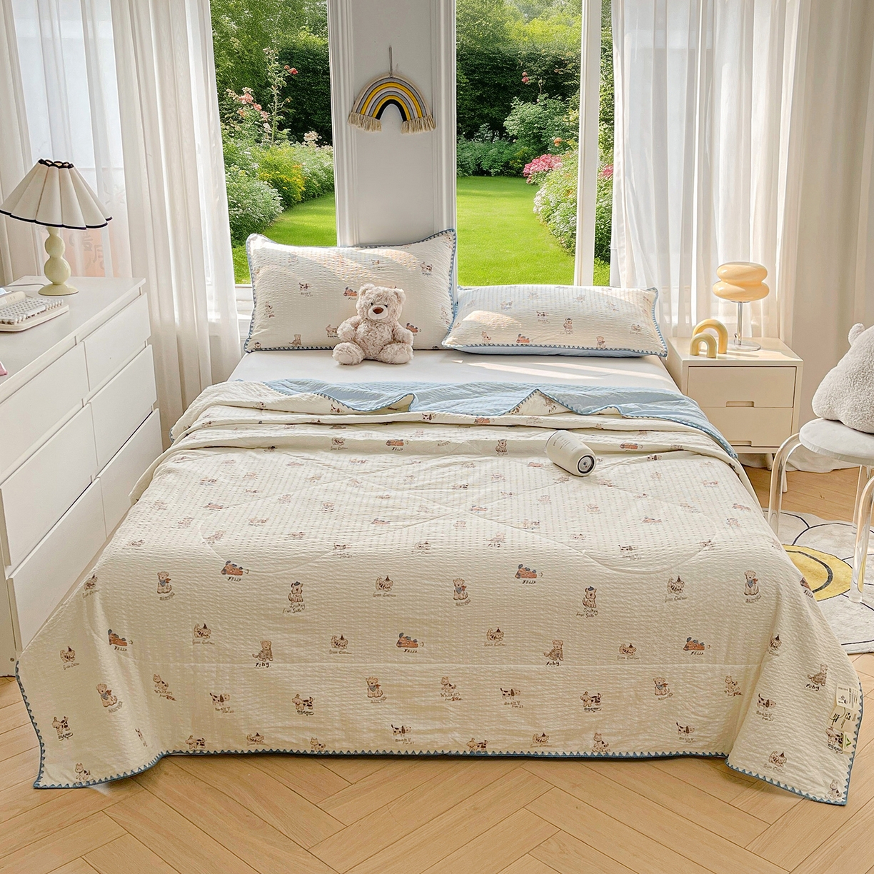 91家纺网 家纺一手货源 找家纺 米萝家居 2026新款泡泡棉夏被新疆棉花空调被夏凉被 宠物之家