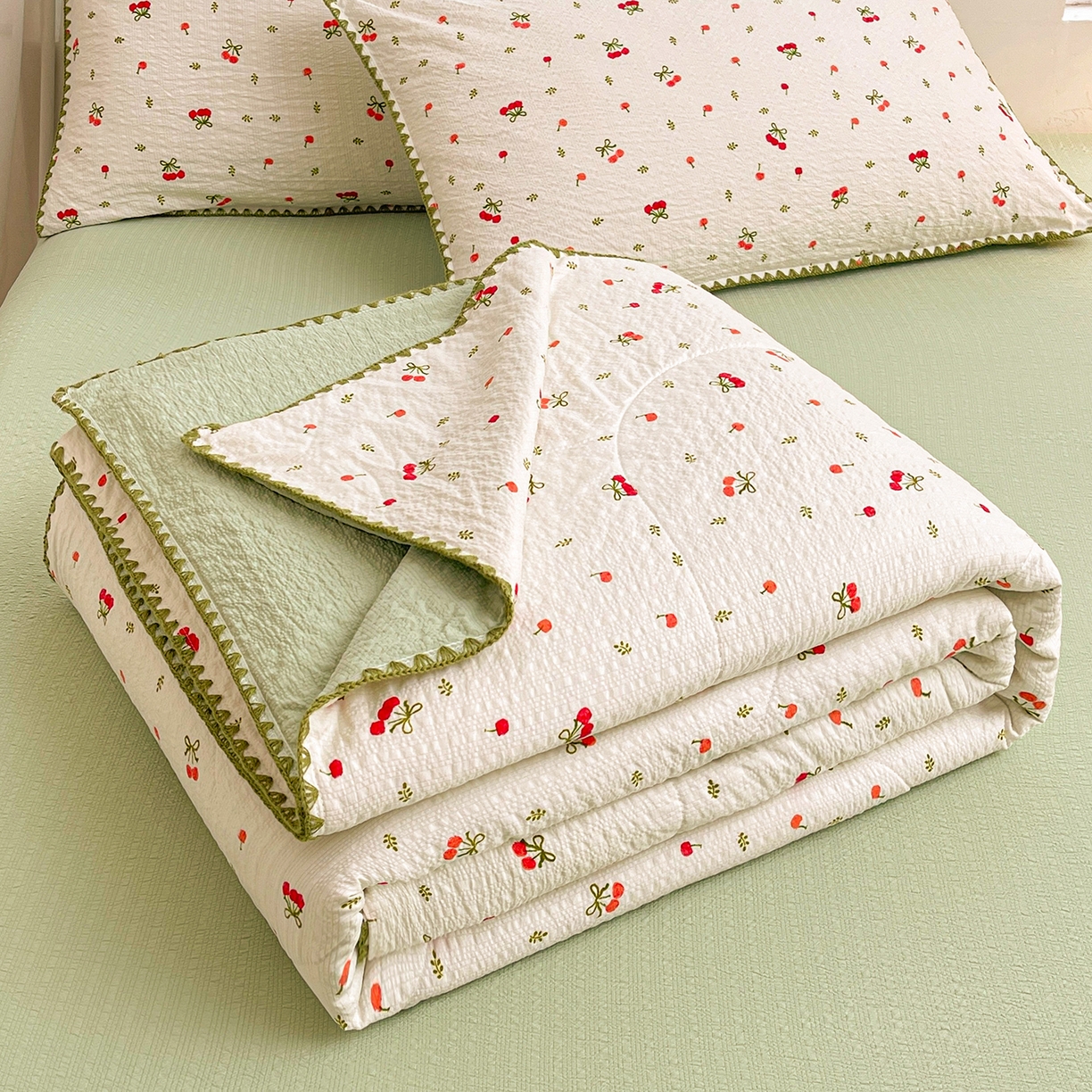 米萝家居 2026新款泡泡棉夏被新疆棉花空调被夏凉被 樱桃红了