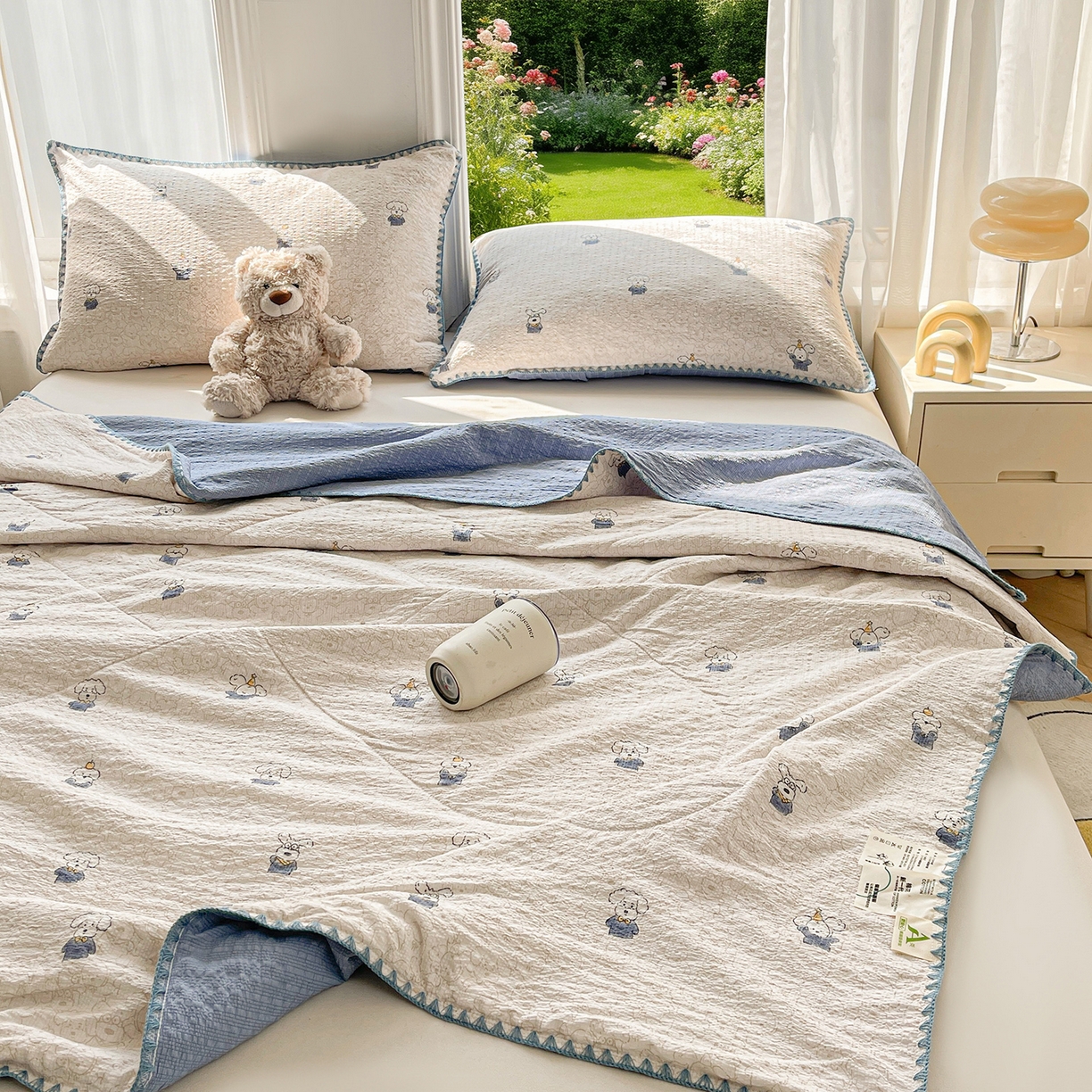 91家纺网 家纺一手货源 找家纺 米萝家居 2026新款泡泡棉夏被新疆棉花空调被夏凉被 叮当狗