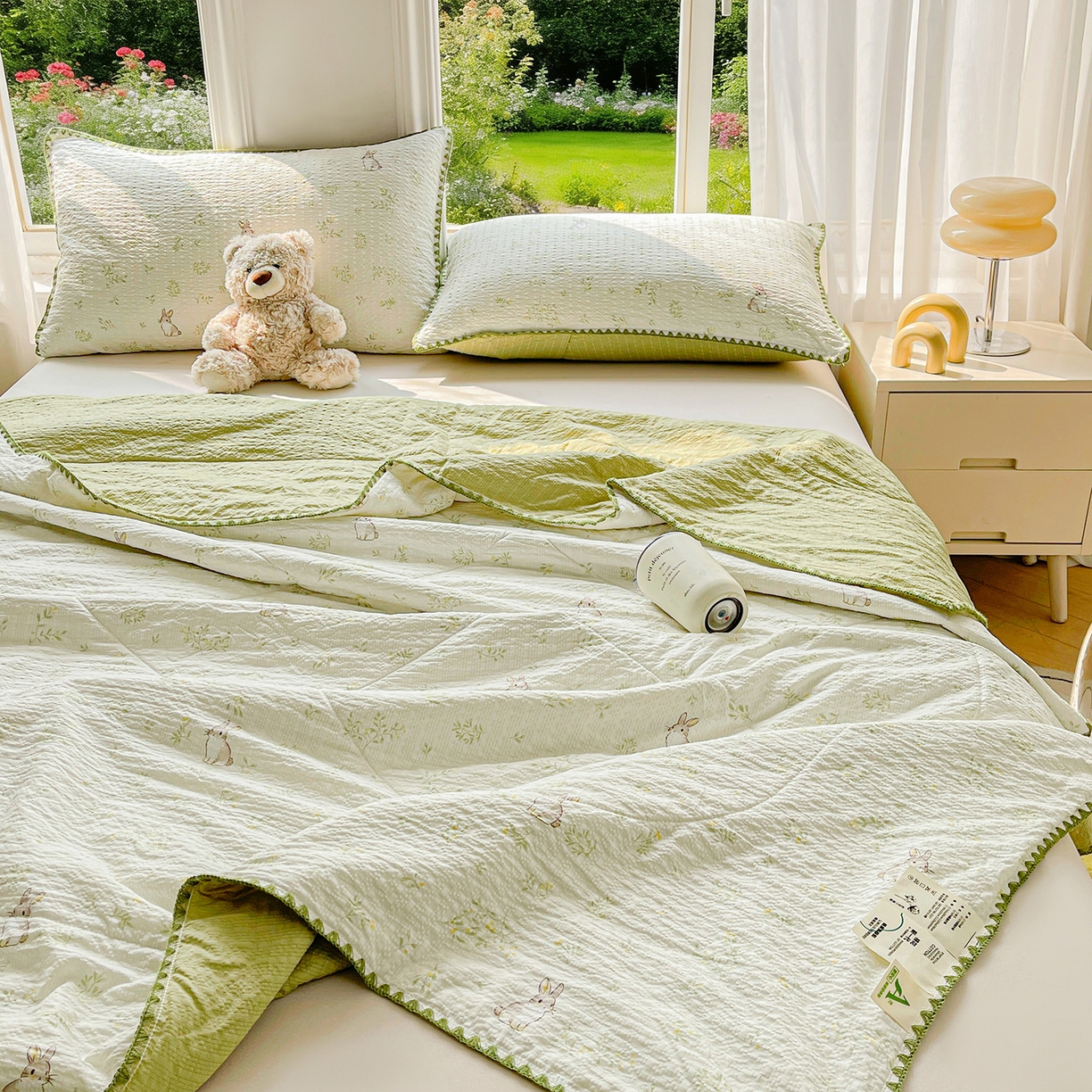 91家纺网 家纺一手货源 找家纺 米萝家居 2026新款泡泡棉夏被新疆棉花空调被夏凉被 丛林兔