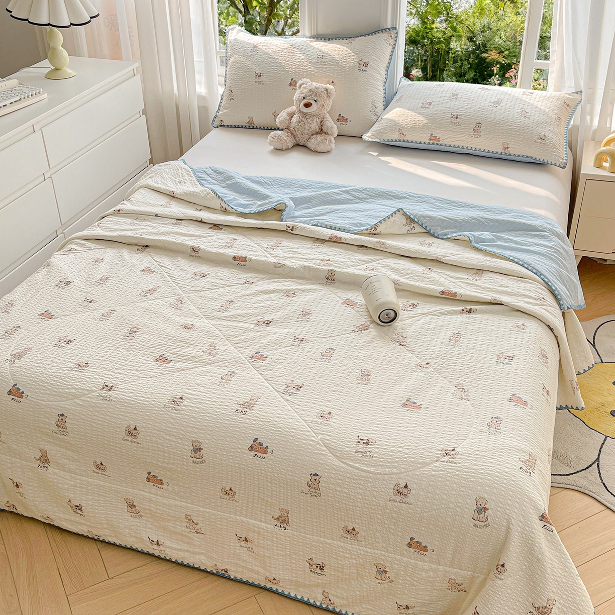 91家纺网 家纺一手货源 找家纺 米萝家居 2026新款泡泡棉夏被新疆棉花空调被夏凉被 宠物之家